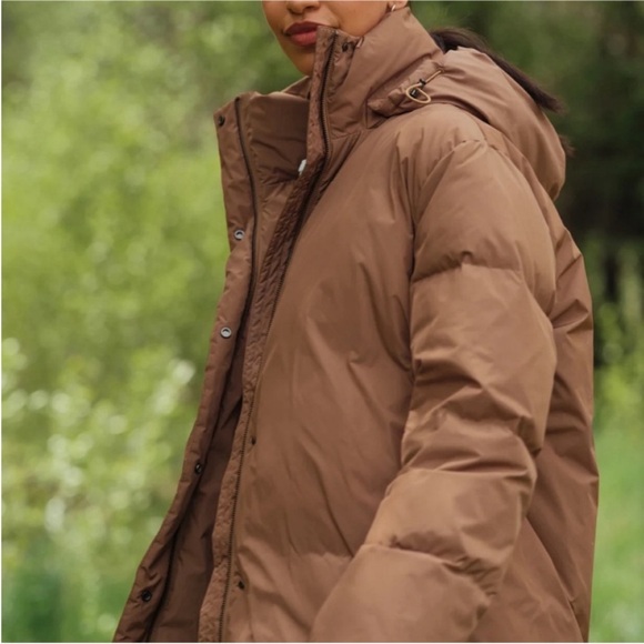 Jenni Kayne Womens XS Dark Khaki Puffer Jacket Feather Down Removable Hood - Picture 5 of 12